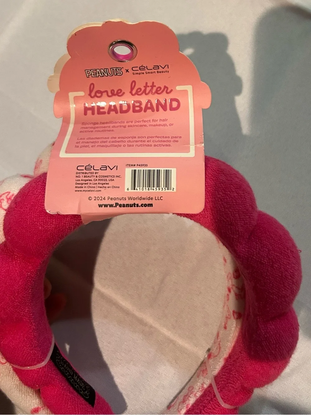 CELAVIX PEANUTS LOVE LETTER 2PC SPA HEADBAND